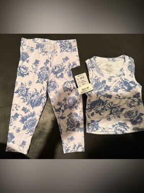 Flowers By Zoe - tank top and leggings set  - Toile print - 24 mo - like new
